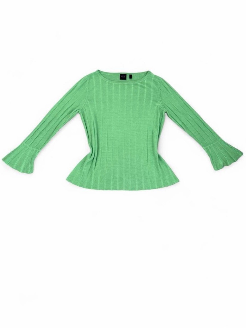 Rafaella Mint Ribbed Bell-Sleeve Knit Top